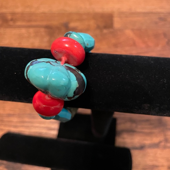 Turquoise and coral bracelet - Picture 6 of 7